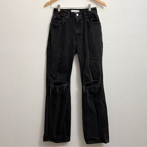 Abercrombie 90s Relaxed High Rise 99% Cotton Black Wash Curve love Jean 25 short